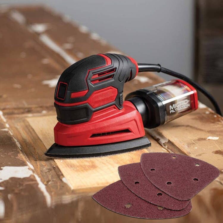 Detail Sander Sandpaper, Assorted 40/80/120/180/240 Grits Mouse Sanding Pads 5 Holes Hook and Loop Sanding Sheets for 140mm Mouse Palm Detail Sanders, 50pcs - size: Mixed Grits