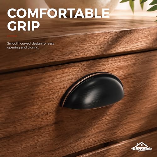 HOMOTEK 10 Pack 3 Inch Hole Centers Oil Rubbed Bronze Drawer Bin Cup Pulls Dresser Pulls for Cabinets,Furniture Handles,Kitchen Cabinet Hardware - color: Oil Rubbed Bronze, size: 10 Pack