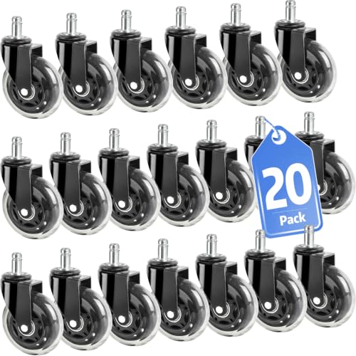 Office Chair Wheels, Set of 20 Rubber Caster Wheels, Roller Blade Wheel Heavy Duty Casters, Replacement Wheels for Most Chair Wheel, Easy to Install (Not for IKEA) - color: 20p
