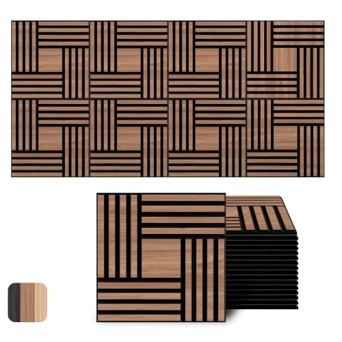 WoveN SounD Acoustic Wall Panels, Teak, 16 Pack, 12x12 in - color: Metre, Teak, 16 Pack