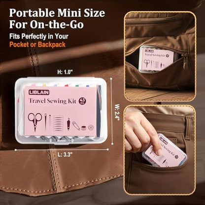 LIBLAIN Mini Sewing Kit with Big Eye Steel Needles for Adults and Beginners - size: 1 Pack