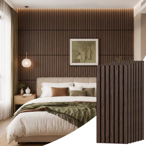 PIWA Acoustic Wood Slat Wall Panels, 10 Pack 23.6"x11.8" Dark Walnut - color: Dark Walnut, size: 24x12" 10pcs