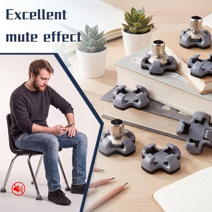 SiliFine 24 Pcs Feet Chair Glides Noise Cancelling Long Lasting Floor Protection Chair Leg Protectors Easy to Apply Teacher Classroom Supplies for Covers Prevent Floor Scuffs and Scratches