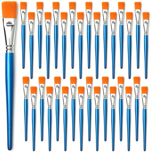 GACDR 1 Inch Flat Paint Brushes, 32 Bulk Acrylic Brushes for Watercolor - size: 1 inch 32 pieces
