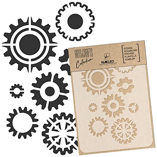 NAKLEO Painting Stencil for Crafts A3 11.8” x 16.5”, Factory Gears Mechanism Pattern, Reusable Plastic DIY & Scrapbooking Drawing Template, Decoupage Art Home Decor, Wall Wood Fabric Furniture - color: Factory Gears, size: A3