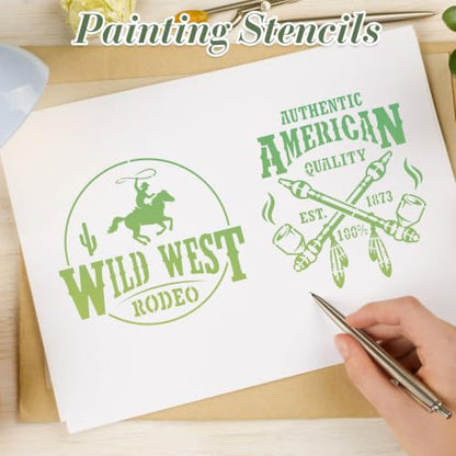 Western Cowboy Stencils for Crafts Reusable 28Pcs Stencils(5.8X5.8 Inch) - color: Cowboy