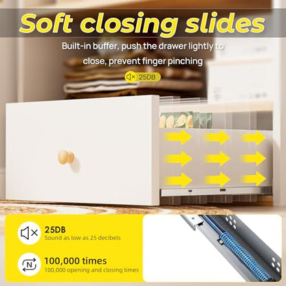 21” Undermount Drawer Slides Soft Close 100 lbs with Bracket 1 Pair - color: Soft Close With Bracket, size: 21 Inch (533 mm)
