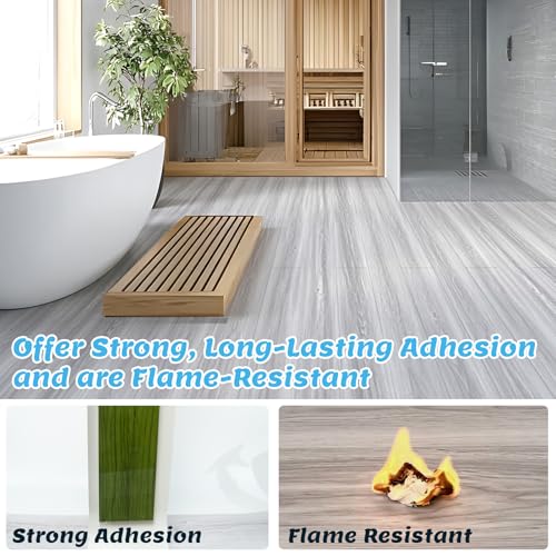 Art3d 10-Pack Peel and Stick Vinyl Floor Tiles (15 Sq.Ft), White/Grey - color: White/Grey