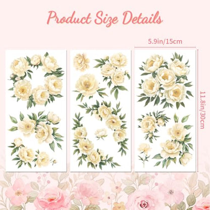 Peacoblue Pale Yellow Peony Rub On Transfers for Furniture Craft 6"x12" - style: Pale Yellow Peony