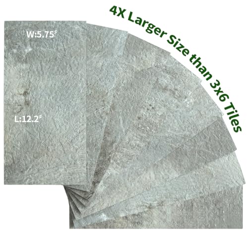 AULIGET 20-Piece Mountain Rock Peel and Stick Backsplash Wall Tiles, 6" x 12" PVC Faux Stone Stick on Tiles for Backsplash Kitchen, Bathroom, Laundry Room, Camper, Fireplace - color: Mountain Rock, size: 20 Sheets, 6"x12"x0.12"