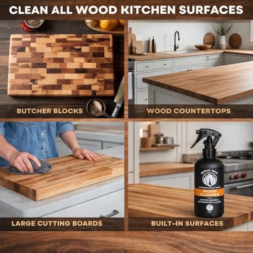 Rhino Wax Cutting Board Spray Cleaner - Food-Safe for All Wood Surfaces