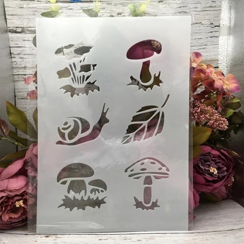 TIAMECH A4 Reusable Snail Mushroom Stencil for Painting - style: Snail Mushroom
