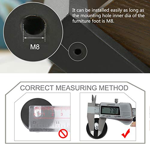 uxcell M8 x 25 x 40mm Leveling Feet Adjustable Leveler Floor Protector for House Furniture Chair Table Cabinet Leg 4 Pack