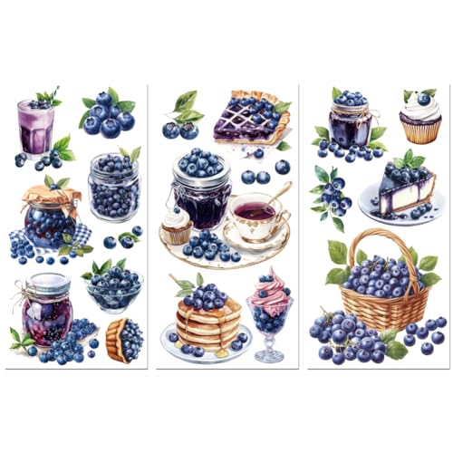 Peacoblue Blueberry Elements and Jam Rub On Transfers for Furniture 6"x12" - style: Blueberry Jam