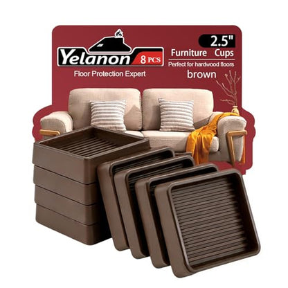 Non Slip Furniture Pads for Hardwood Floors -Yelanon 8Pcs 2.5” Coasters Cup - color: 8pcs2.5"square Brown