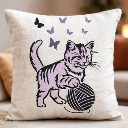 TIAMECH A4 Reusable Tabby Cat Yarn Ball Stencil for Painting - color: Tabby Cat with Yarn Ball