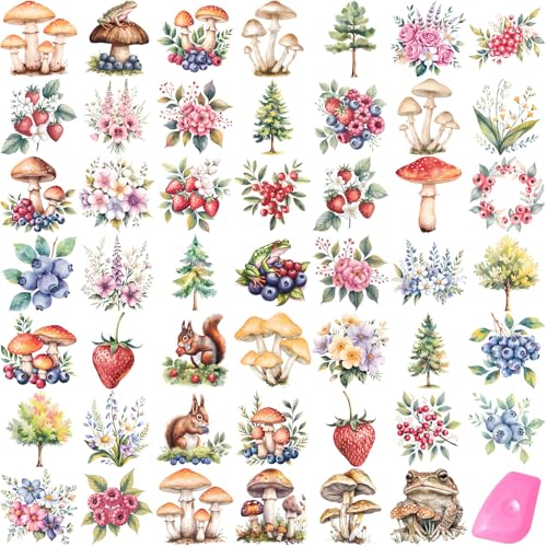 48 Sheets Rub on Transfers for Crafts and Furniture Rub on Transfer Stickers Decals for Wood,2.5 * 2.5inch (Wild Fruit) - style: Wild Fruit