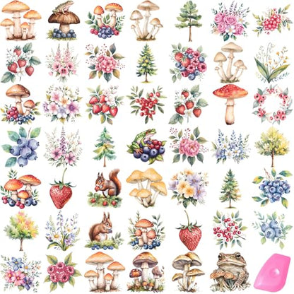 48 Sheets Rub on Transfers for Crafts and Furniture Rub on Transfer Stickers Decals for Wood,2.5 * 2.5inch (Wild Fruit) - style: Wild Fruit