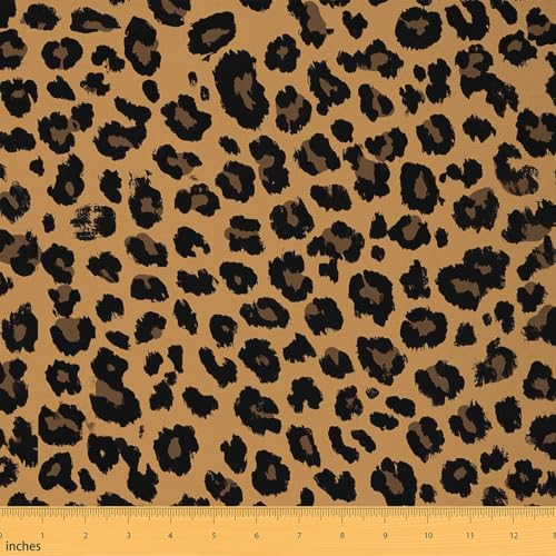 Feelyou Leopard Print Fabric By The Yard, Safari Animal Print Upholstery Fabric for Chairs, Cheetah Theme Decorative Soft Flannel, 1 Yards, Brown Black - color: Multi 34, size: 1 Yard