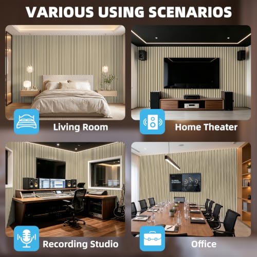 Art3d 94 x 12.6 Inch Acoustic Lightweight Slat Wall Panel, 6-Piece, Ashtree - color: Ashtree, size: 94 x 12.6 Inch