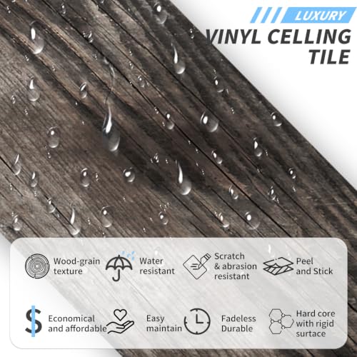 24 Pcs Peel and Stick Retro Wood Grain Pattern Vinyl Wall Stickers - style: JMBSDKCFT04