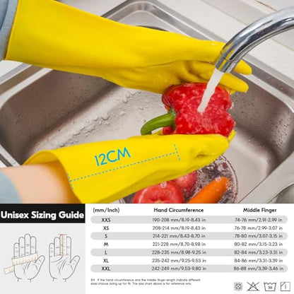 Vgo... Latex Reusable Household Gloves,Cleaning Gloves,Long Cuff (HH4601,M) - color: Yellow, size: Medium