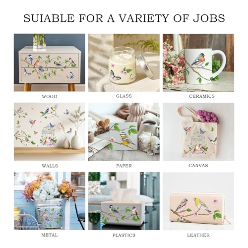 Joeyan Birds on the Branches Rub On Transfers for Furniture and Crafts - style: Bird