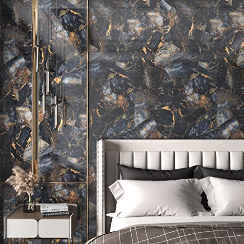Marble Black Contact Paper Peel and Stick Countertops Gold Contact Paper Peel and Stick for Kitchen Backsplash Waterproof Black Wallpaper Vinyl Marble Shelf Liner Counter Top Wallpapers 24" x 394'' - size: 24" x 394"
