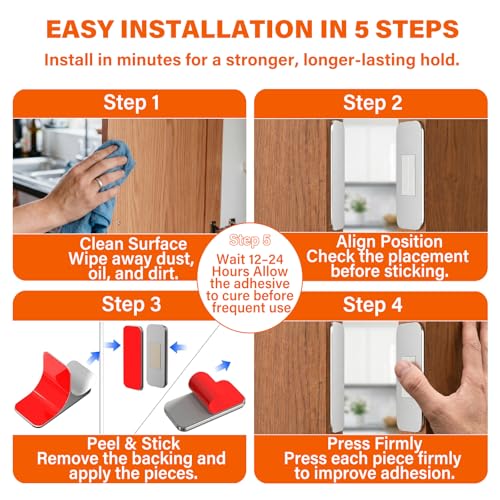 Cabinet Magnets for Closure, 5 Sets, 3M Adhesive, Ultra-Thin
