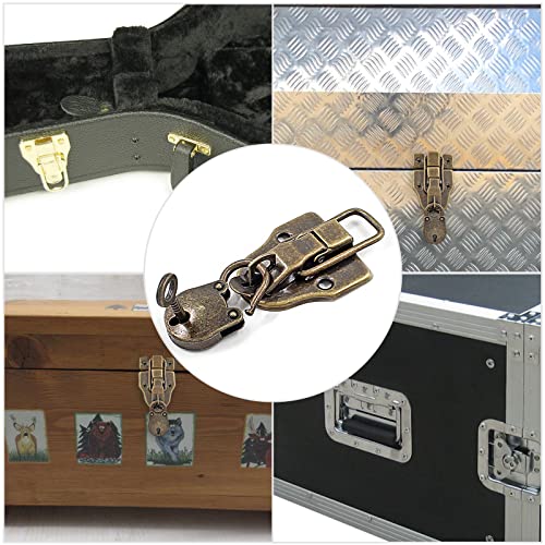 2 Pcs Retro Style Cabinet Duckbilled Toggle Hasp Latch, Antique Bronze