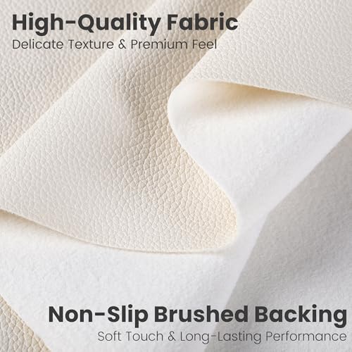 Marine Vinyl Fabric, Upholstery Faux Leather Fabric by The Yard, 1.05mm Lychee Texture Leather Sheets for Sofa Chairs Handbags Hair Bows Earrings Crafts (1 Foot 12''X 54'', Beige) - color: Beige, size: 1 Foot