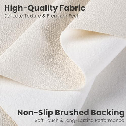 Marine Vinyl Fabric, Upholstery Faux Leather Fabric by The Yard, 1.05mm Lychee Texture Leather Sheets for Sofa Chairs Handbags Hair Bows Earrings Crafts (1 Foot 12''X 54'', Beige) - color: Beige, size: 1 Foot
