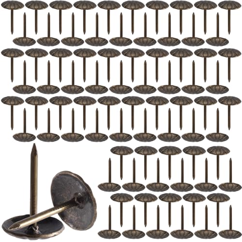 120pcs Flat Head Thumb Tacks for Wall, Bronze Heavy Duty Upholstery Push Pins, 0.39" x 0.61" Decorative Wall Pins Nails for Furniture, Office, DIY Crafts-Style 2 - color: Bronze,120pcs,style2