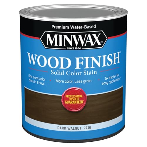 Minwax Wood Finish Water-Based Solid Color Stain, Dark Walnut, 1 Quart