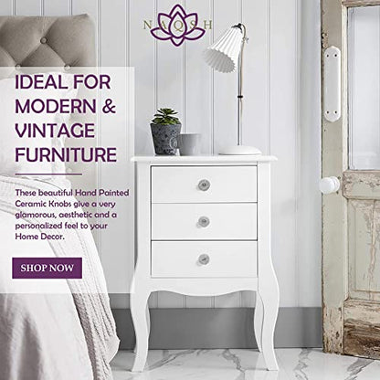NAQSH Ceramic Cabinet Knobs Kitchen Drawer Knob Handpainted Cupboard Door & Drawers Pulls (White & Beige, 12) - style: White & Beige