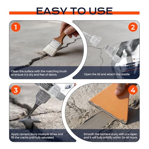 Concrete Crack Filler, 2 Pack Self Leveling Cement Magic Crack Filler 2.2LB