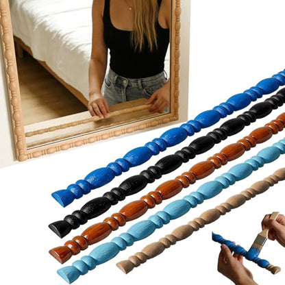 Nsrisml 13 Pcs 15.75 Inch Unfinished 3D Wood Trim Molding, DIY Decorative Trim for Wall, Cabinet, Door, Mirror Frame, Furniture & Window（0.35“）