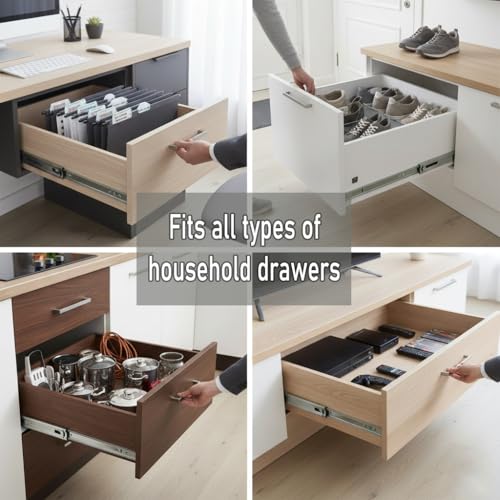 Soft Close 22" Drawer Slides, Full Extension Side Mount, 10 Pairs - size: 22 Inch