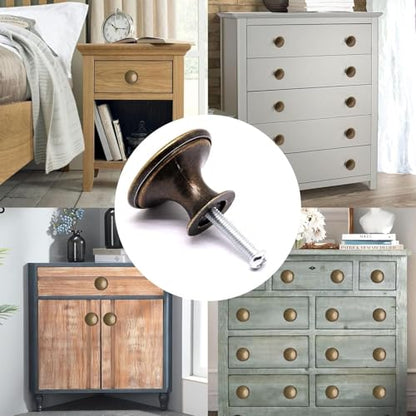 32 Pack Antique Brass Cabinet Knobs, Round Dresser Knobs Kitchen Drawer Knob, Single Hole Cupboard Door Knob Dresser Drawer Pulls Handles - color: Antique Brass, size: 32 Pack