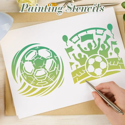 20Pcs Football World Soccer Stencils for Crafts Reusable(3.94X3.94 Inch) - color: Football
