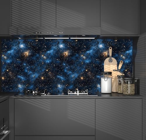 Laatse Dark Starry Sky Wallpaper Peel and Stick 17.5"x 118",Black/Blue - color: Black/Blue, size: 17.5" x 118"