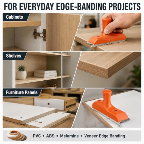 Edge Banding Trimmer, 3-in-1 R1.5/R2 Chamfer Cutter, Steel Blade