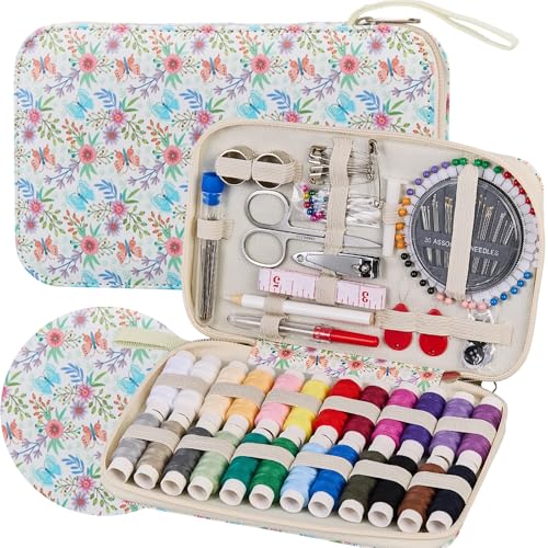 Bobode Printing Floral Travel Sewing Kit with 130 PCS Sewing Accessories - color: 130PCS-HJD
