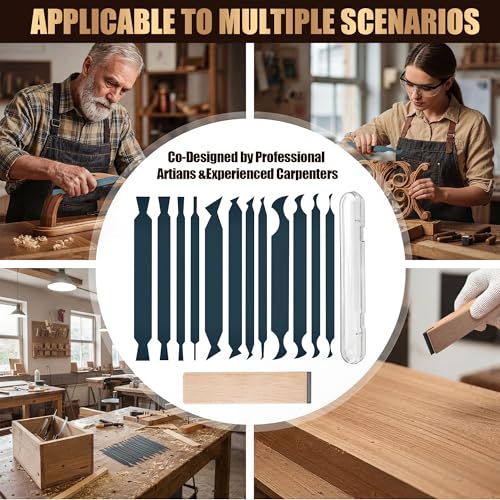 14 Pcs Cabinet Scraper Cards and Cabinet Scraper Burnisher