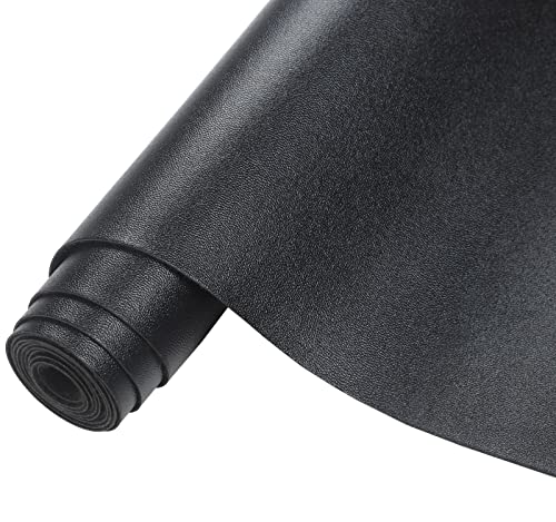 CDY Smooth Faux Leather Roll: 13.8"X53" Faux Leather Sheets for Upholstery - color: Black