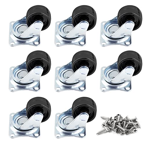 Luomorgo 1 inch Dia Swivel Caster Wheels Rubber Base, 8pcs