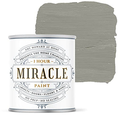 AMY HOWARD AT HOME One Hour Miracle Paint - Water-Based Enamel - Scrubbable Eggshell Finish - All In One Furniture Paint - No Stripping, Sanding, or Priming - 32oz Amour Gray - color: Amour Gray