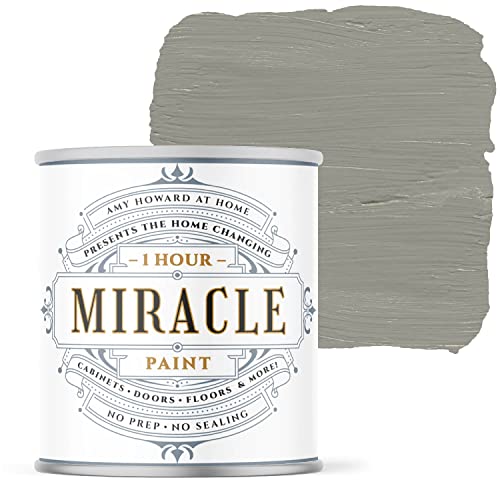 AMY HOWARD AT HOME One Hour Miracle Paint - Water-Based Enamel - Scrubbable Eggshell Finish - All In One Furniture Paint - No Stripping, Sanding, or Priming - 32oz Amour Gray - color: Amour Gray