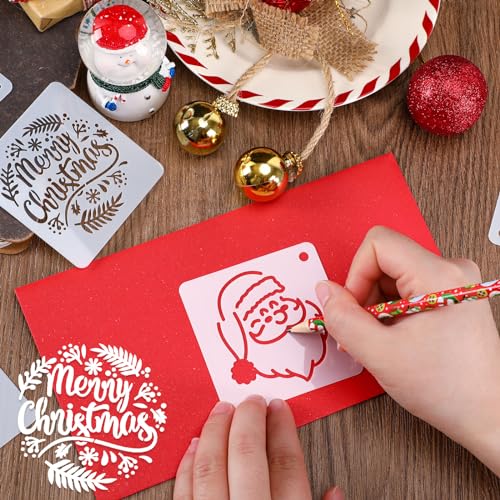Augshy 56 Pack Christmas Snowman Face Stencils, Reusable 3 Inch - style: Snowman