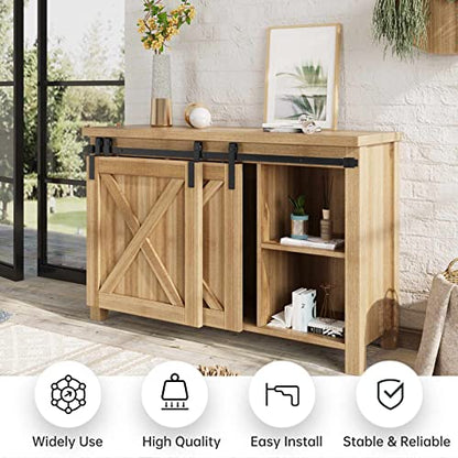 EaseLife 4 FT Mini Cabinet Bypass Double Sliding Barn Door Hardware Track Kit,Easy Install,Slide Smoothly Quietly,Apply for Storage Window TV Stand and Other Shielding (No Cabinet) - size: 4 feet for 2 doors